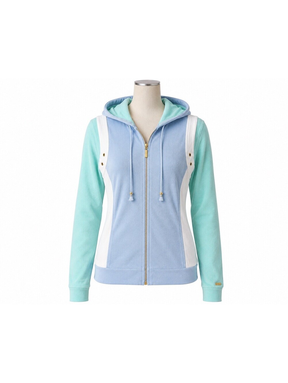 St. John Sport Hoodie Jacket Womens XS Blue Green Full Zip Velour USA